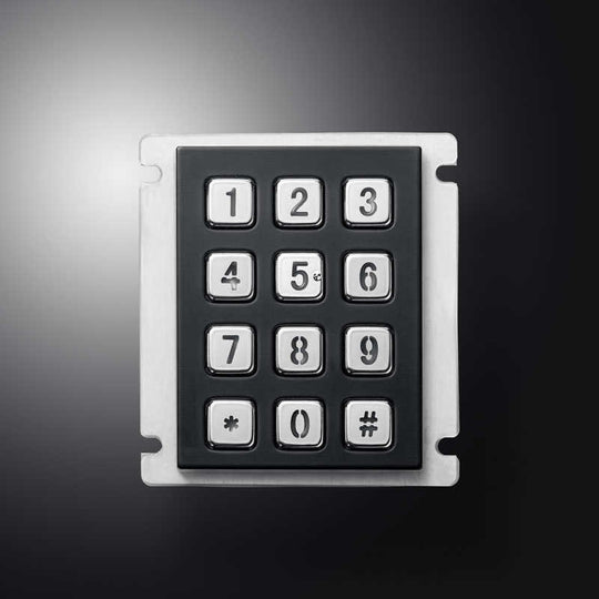 D-8208J-2-B-BG IP67 12 tuşlu aydınlatmalı metal nümerik tuş takımı