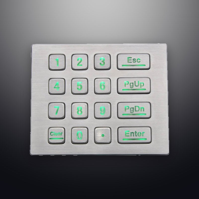 D-8281C IP65 16 tuşlu aydınlatmalı vandal dayanımlı metal nümerik tuş takımı