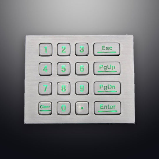 D-8281C IP65 16 tuşlu aydınlatmalı vandal dayanımlı metal nümerik tuş takımı