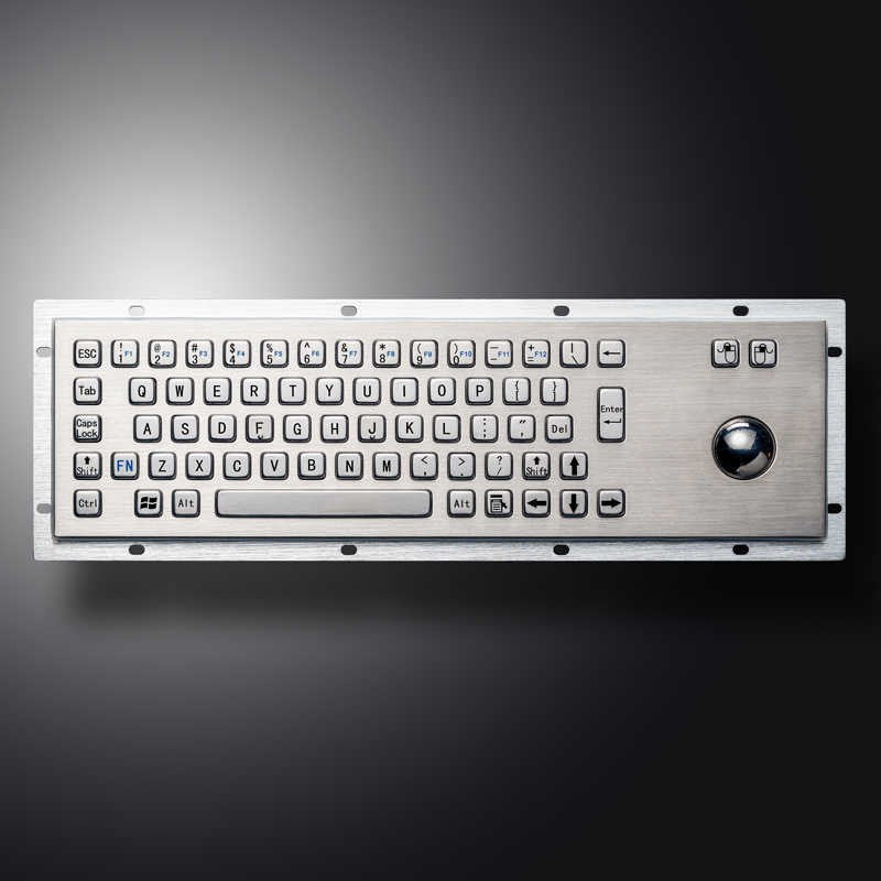 D-8602 IP65 67 tuşlu paslanmaz çelik trackball'lu metal klavye