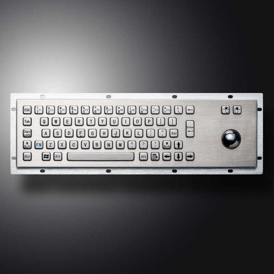 D-8602 IP65 67 tuşlu paslanmaz çelik trackball'lu metal klavye