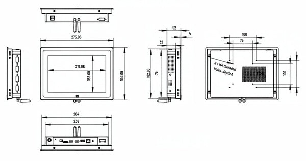 10.1 inch dimension drawing