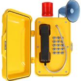 Weatherproof telephone with horn and beacon
