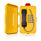 Weatherproof telephone with LED lamp