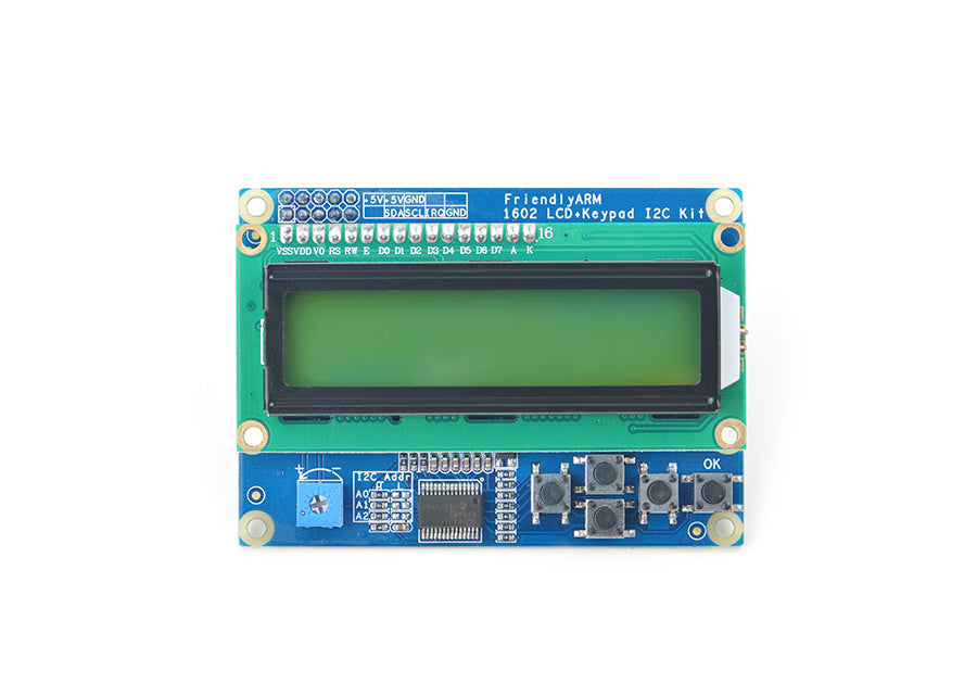 FriendlyElec I2C Arayüzlü 1602 LCD Modülü ve Tuş Takımı – Pi için