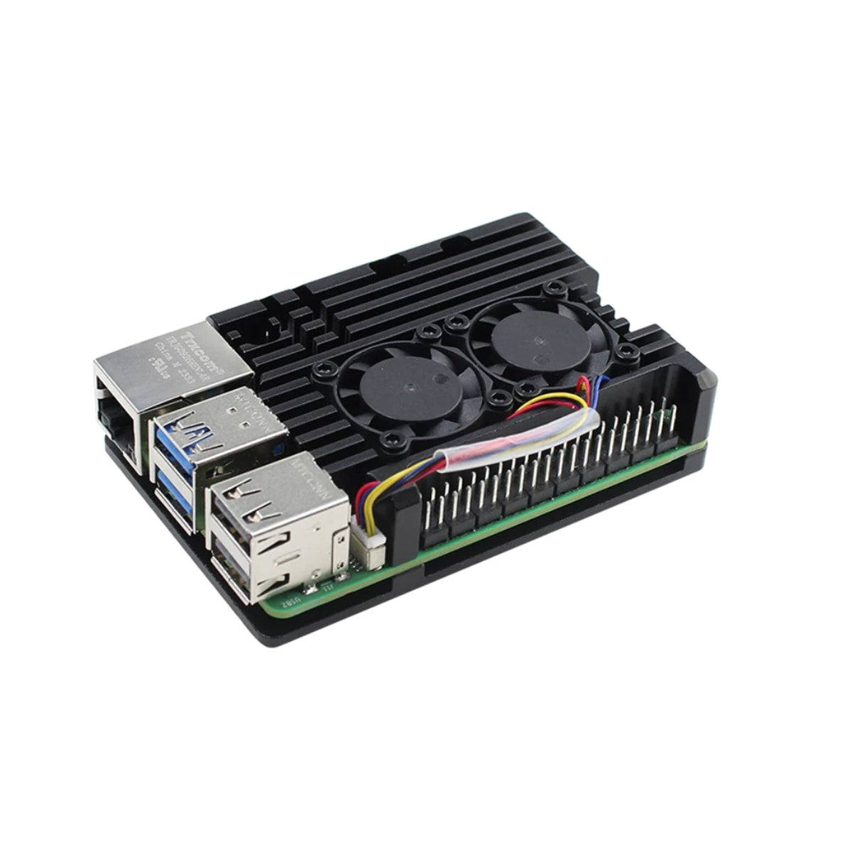 Raspberry Pi 5 Çift Fanlı Alüminyum Soğutma Kasası — Ayarlanabilir Hız