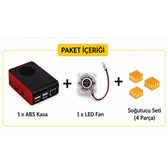 Raspberry Pi 4B ABS LED Fanlı Soğutma Kasası — Siyah / Kırmızı