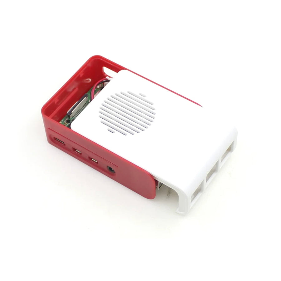 Raspberry Pi 4B ABS LED Fanlı Soğutma Kasası — Beyaz / Kırmızı