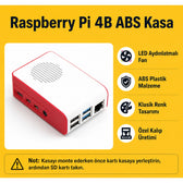 Raspberry Pi 4B ABS LED Fanlı Soğutma Kasası — Beyaz / Kırmızı