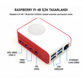 Raspberry Pi 4B ABS LED Fanlı Soğutma Kasası — Beyaz / Kırmızı