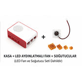 Raspberry Pi 4B ABS LED Fanlı Soğutma Kasası — Beyaz / Kırmızı