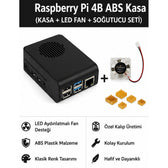 Raspberry Pi 4B ABS LED Fanlı Soğutma Kasası — Siyah