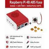 Raspberry Pi 4B ABS LED Fanlı Soğutma Kasası — Kırmızı / Beyaz