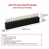 Raspberry Pi Zero W 40 Pin GPIO Header Seti — Düz ve Eğik Pin
