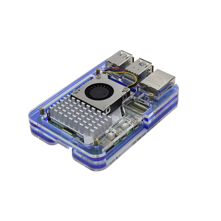 Raspberry Pi 5 8 Katmanlı Şeffaf Akrilik Kasa + Resmi Active Cooler