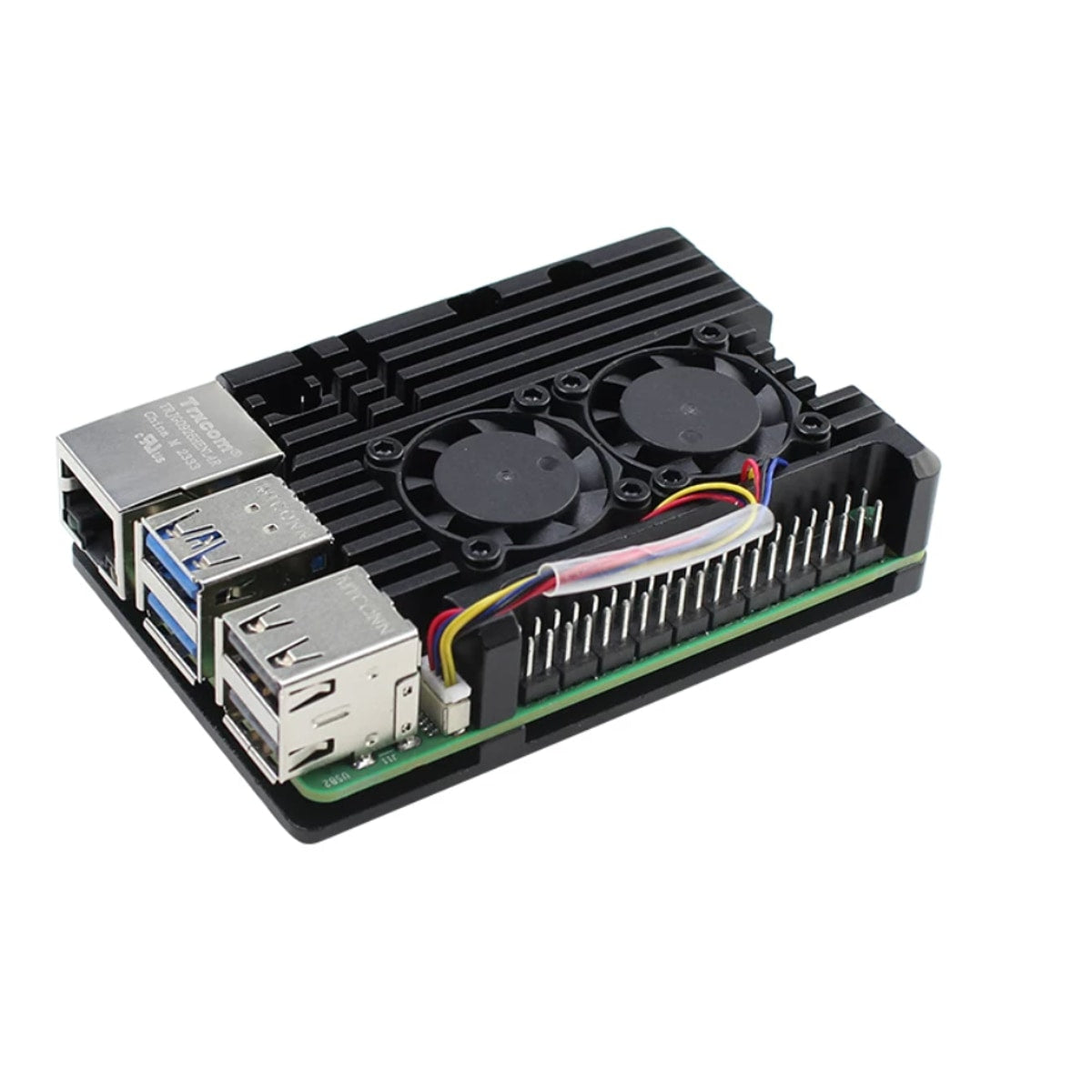 Raspberry Pi 5 Ayarlanabilir Çift Fanlı Alüminyum Soğutma Kasası