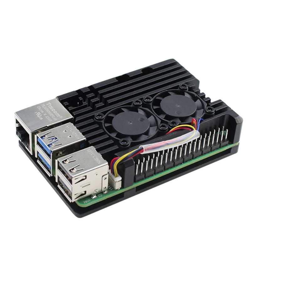Raspberry Pi 5 Ayarlanabilir Çift Fanlı Alüminyum Soğutma Kasası