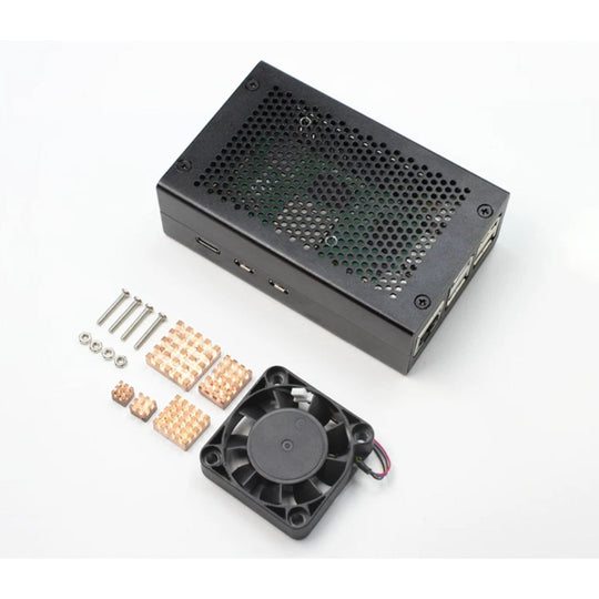 Raspberry Pi 5 Alüminyum Mesh Soğutma Kasası — 4010 Fan + Isı Emici
